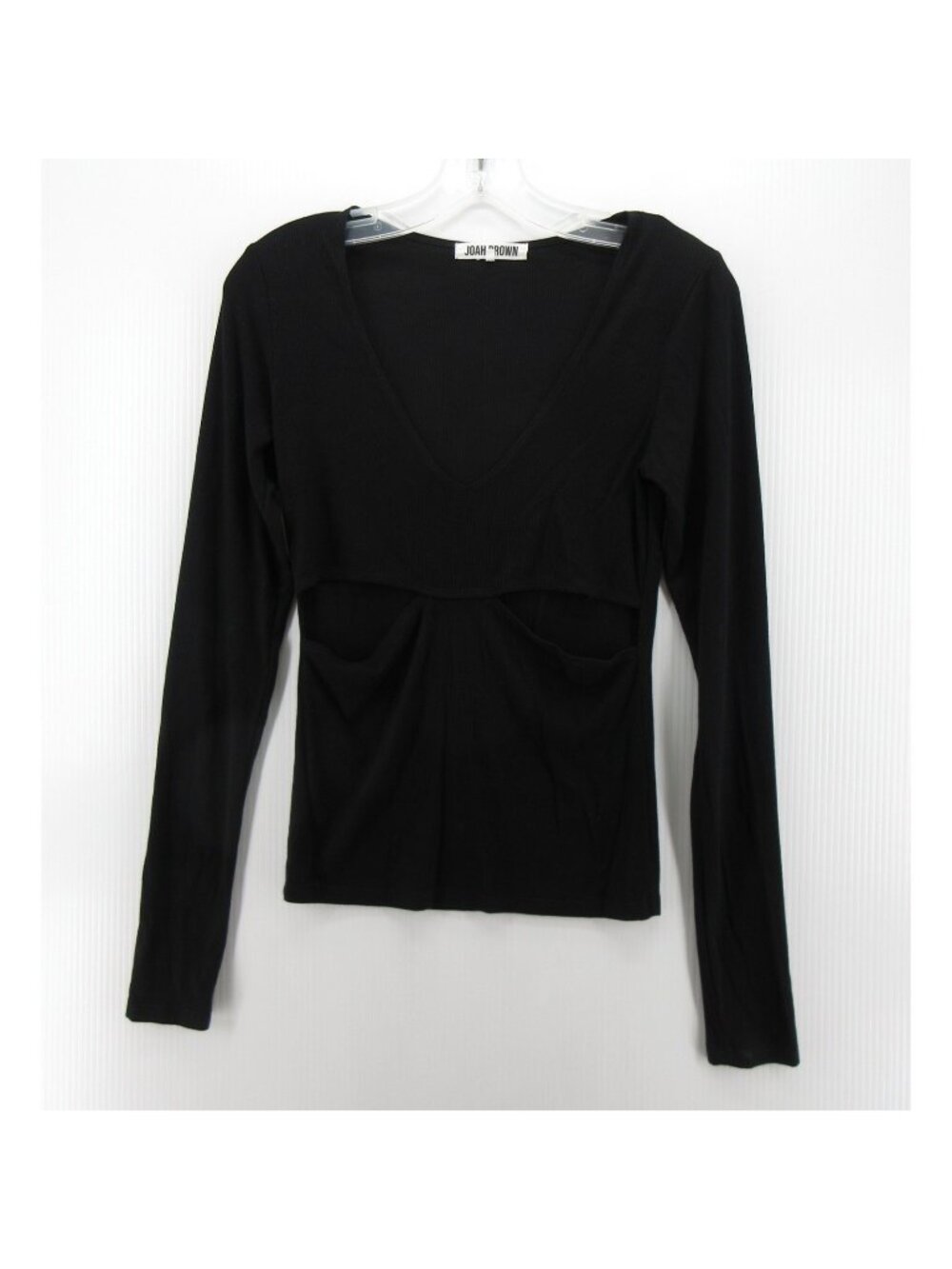 JOAH BROWN Top Small Medium Crop Cut Out Shirt Pullover V-Neck USA